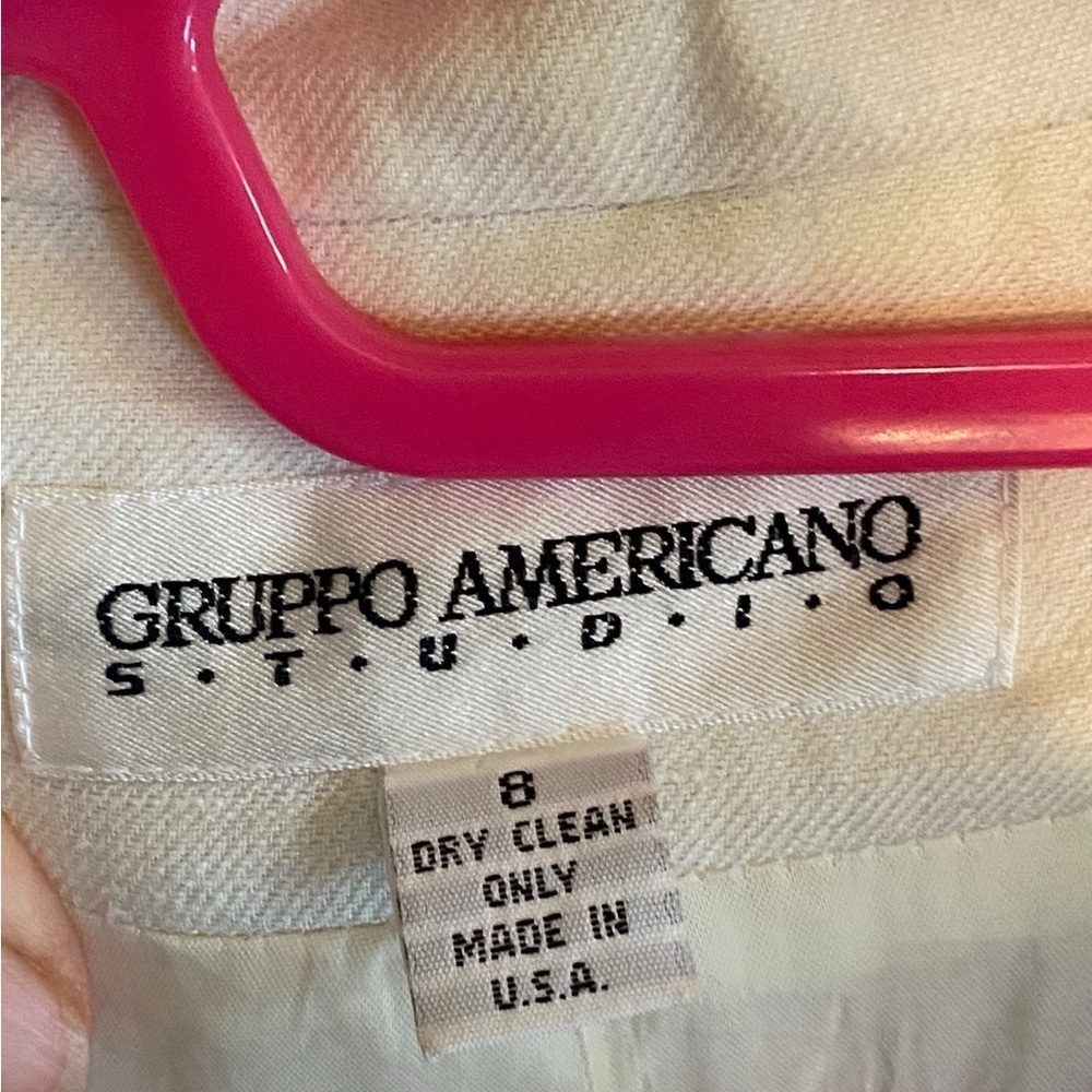 Vintage Gruppo Americano studio Cream Double-Breasted Blazer resortwear coastal - Picture 9 of 15